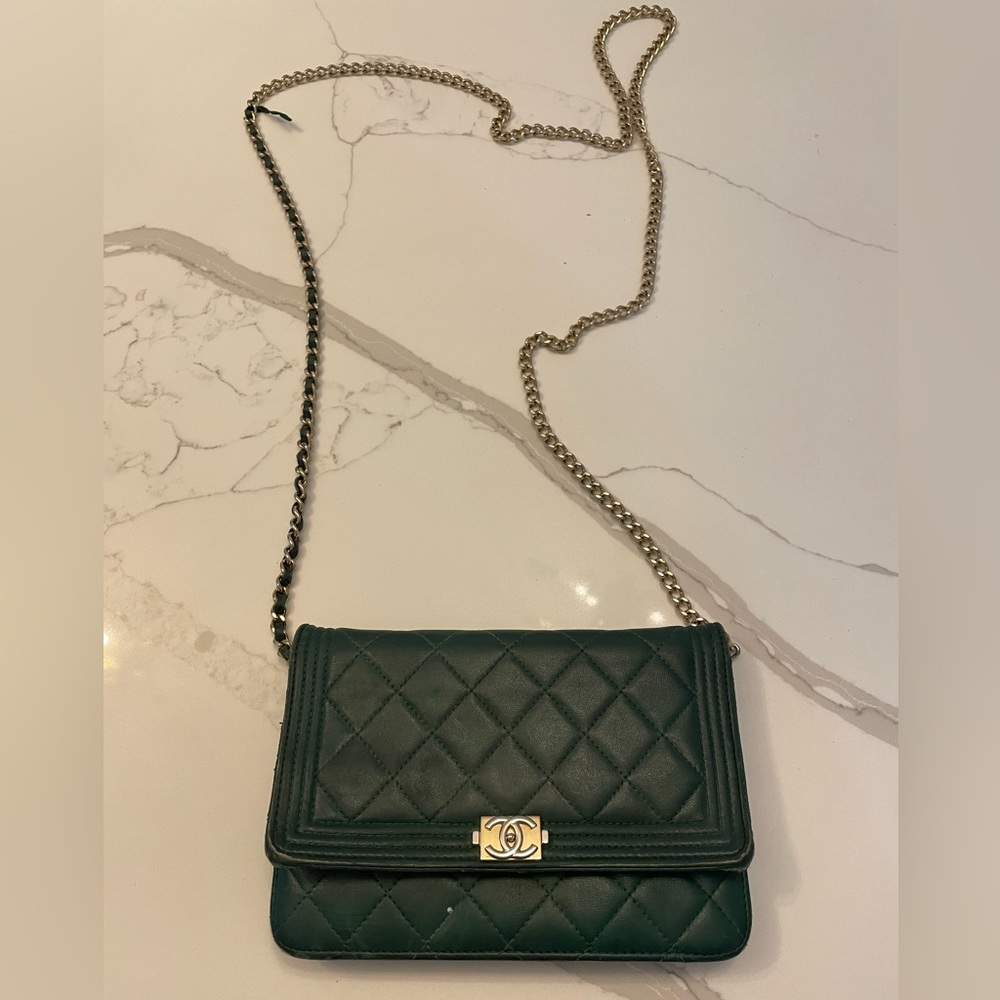 Green Chanel Clutch with strap